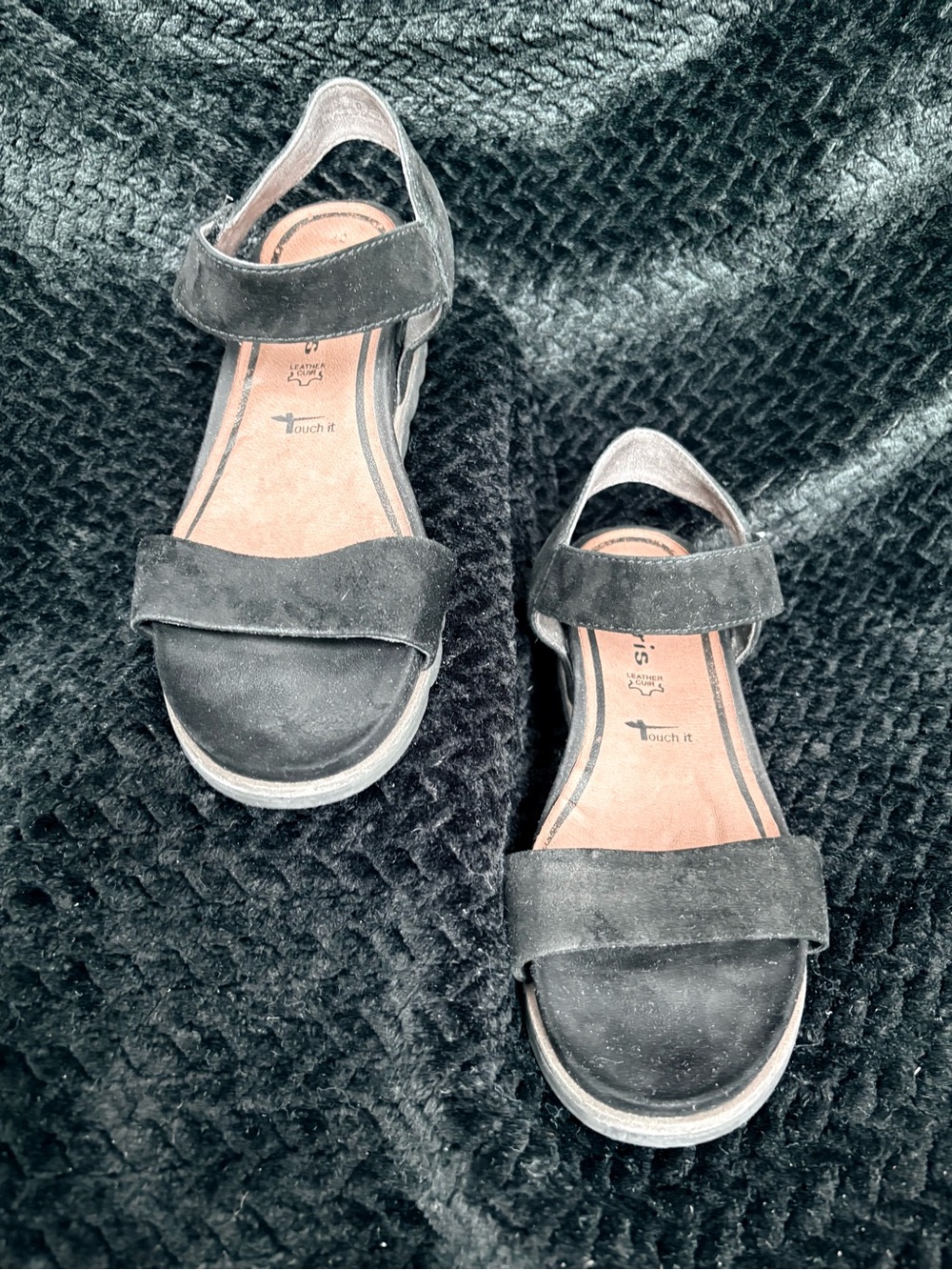 Women’s Suede Black Strap Sandals